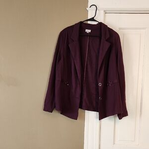 Avenue Purple Knit Blazer Casual Suit Jacket